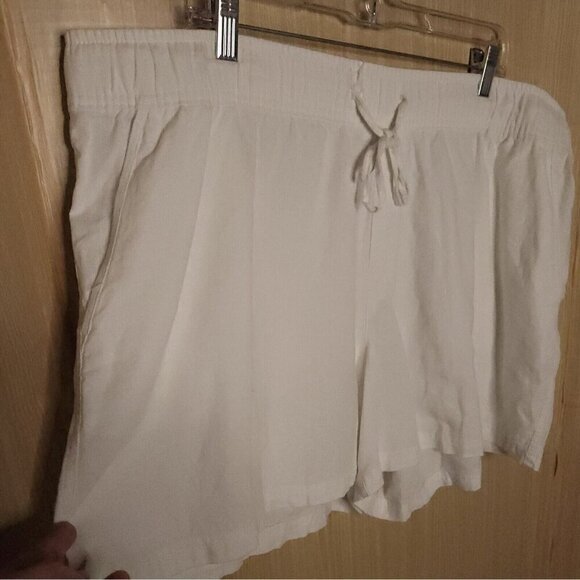 Gap Womens Plus White Linen Blend Elastic Waist Shorts XXL - Picture 3 of 7